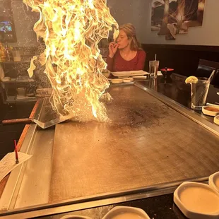 Fire!!! Part of the hibachi show