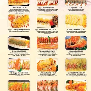 menu, sushi and sashimi