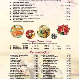 menu, sushi and sashimi