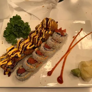 Fish Tempura Roll and Spicy Tuna Roll