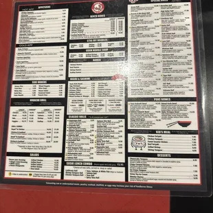 menu, sushi and sashimi