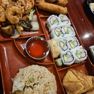 Bento box. Hibachi shrimp