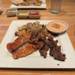 Filet and Salmon Teriyaki