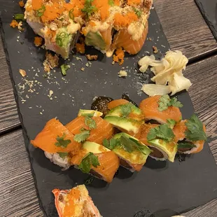 Two different sushi items from the menu