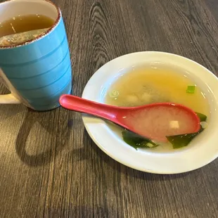 Miso Soup and green tea to start!