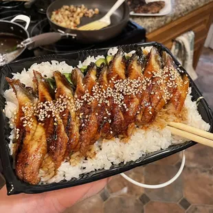 Unaju Don (grilled eel in sauce with sliced avocado over white rice) -- *Takeout*