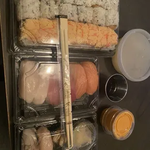 Sushi, Sashimi, and Miso soup to go