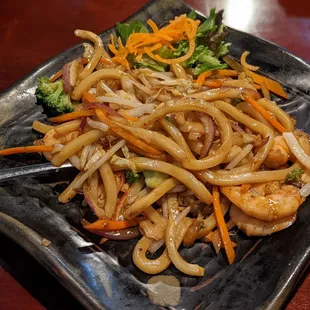 Shrimp pan-fried udon. So good!