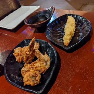 Chicken wings and shrimp tempura