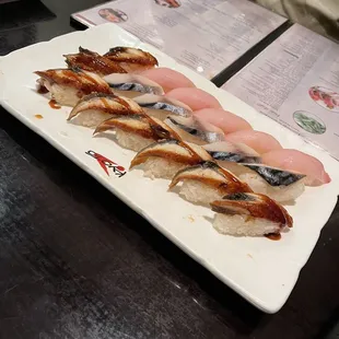 a plate of sushi on a table
