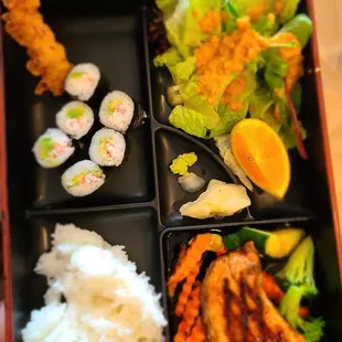 Salmon teriyaki bento lunch special