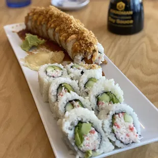 California roll and crunchy roll