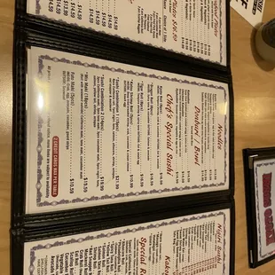 The extensive menu with many options to choose.