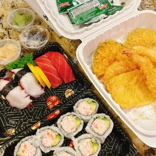 sushi, sashimi, sushi and sashimi, food
