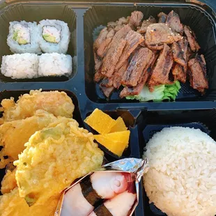 Bento (2 items-beef teriyaki &amp; vegetable tempura)