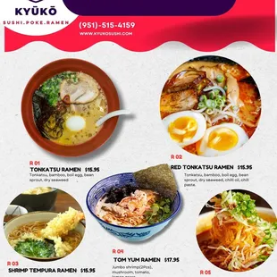 menu, ramen and noodles