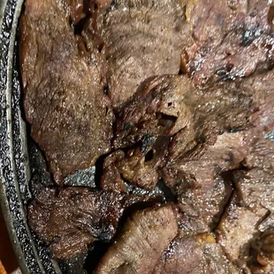 a close up of a plate of beef