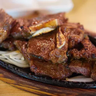 Ala carte KALBI (Beef Short ribs)  on a sizzling platter *10/27/23