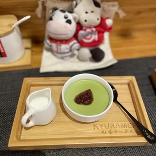Matcha Pudding W. Red Bean