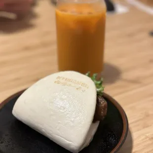 Pork Bun and Thai Tea