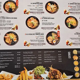Ramen and Appetizer Menu