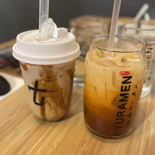 Thai tea and brown sugar milk tea