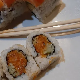 Spicy salmon and sunset rolls
