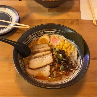 spicy Tonkotsu and spicy miso ramen bowl.