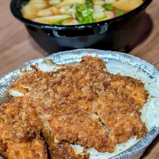 $19.99 &quot;Udon Combo w/Pork Katsu&quot; at KZ MORI (West Covina/Haven City Market): Pork Katsu Close-up, *No cabbage just rice.