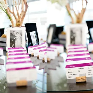 plane ticket escort cards to spice things up a bit! photo by the amazing sarina love photography