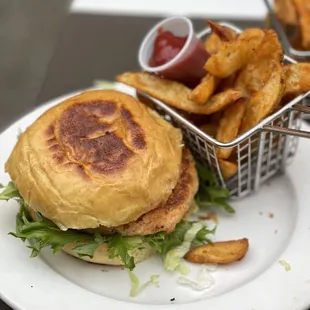 Salmon Burger. Also reported to be delicious.