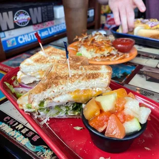 Huntington sandwich &amp; a cup of Fruit Salad