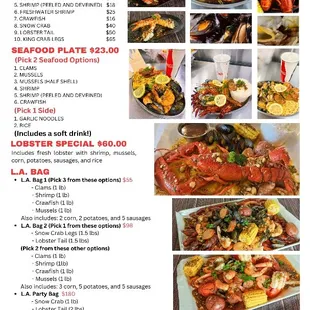 Seafood menu