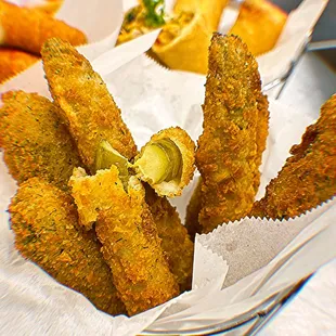  a basket of fried crab fingers