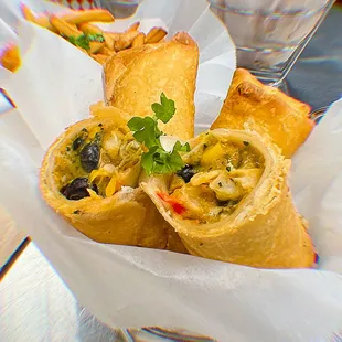  a close up of a crab and cheese roll