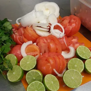 Making fresh pico de gallo
