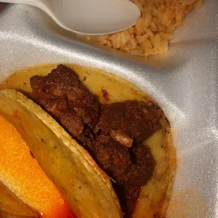 Al pastor tacos with big chunks of pork.