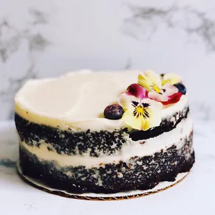 Naked 6 inch chocolate cake with vanilla buttercream