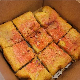 a close up of a box of bread