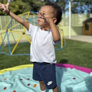 Enjoying the fall leaves and cool weather.