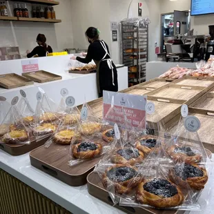 a variety of pastries on display