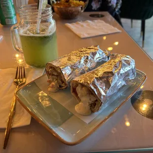Chicken shawarma And mint lemonade