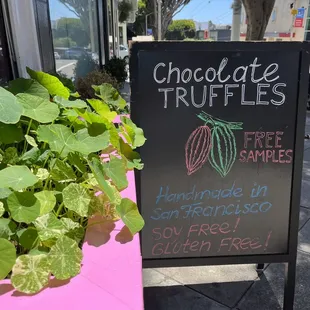 Beautiful nasturtiums and the free samples sign outside