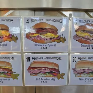 a variety of sandwiches