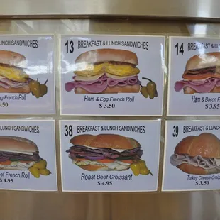 a variety of sandwiches