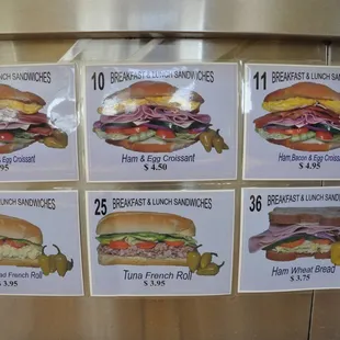 a variety of sandwiches