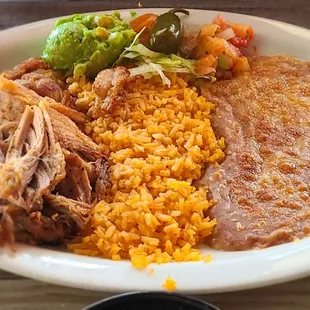 Carnitas dinner plate.