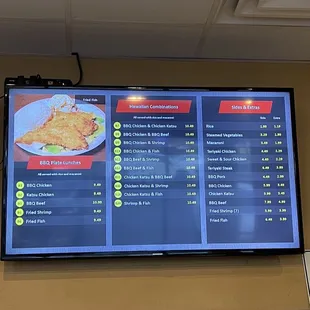 Menu as of May 2023