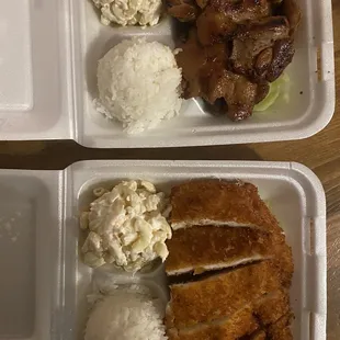 Chicken Katsu Combination Plate and Barbecue Chicken Combination Plate