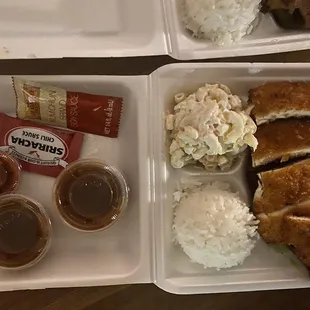 Chicken Katsu Combination Plate with Dipping Sauces